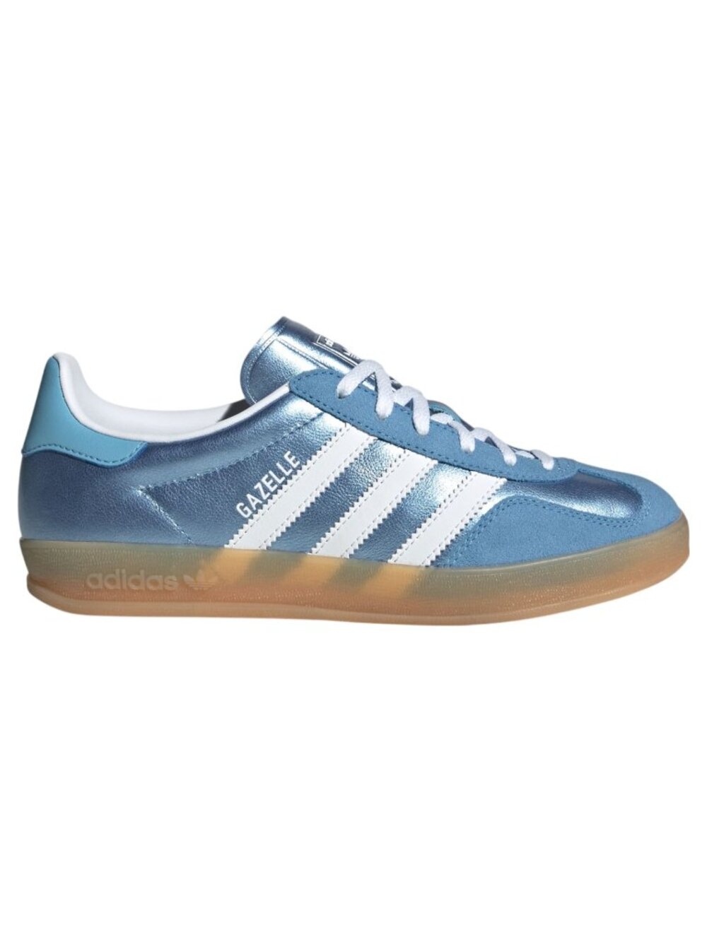 adidas Gazelle Indoor - Womens Sneaker Metallic Blue White Gum JS1407 NEW - Picture 2 of 9